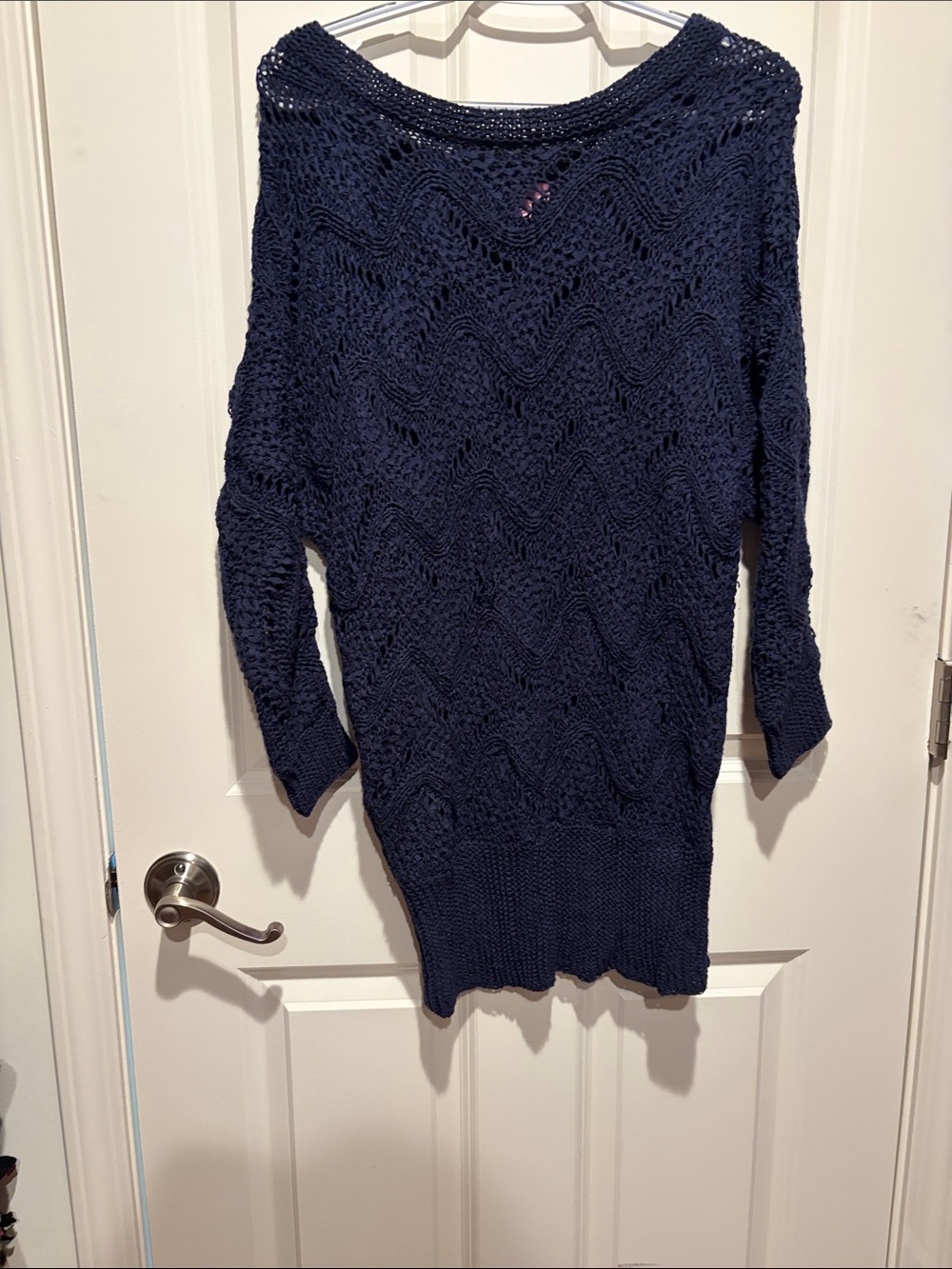 Lilly Pulitzer Navy Open-Knit Off-the-Shoulder Sweater